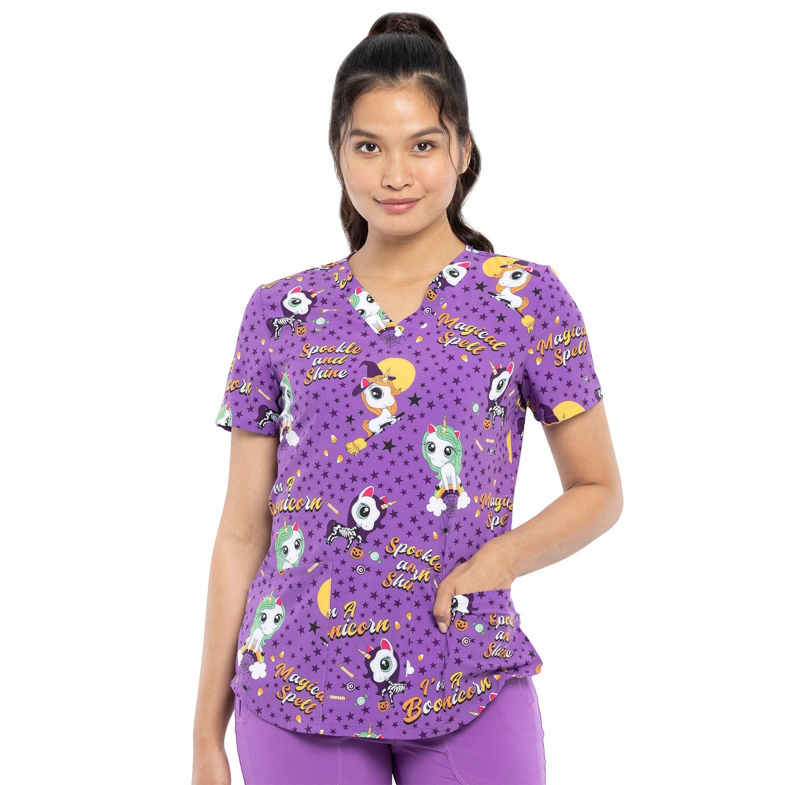 Cherokee Printed Scrub Top, Women's Scrub Tops