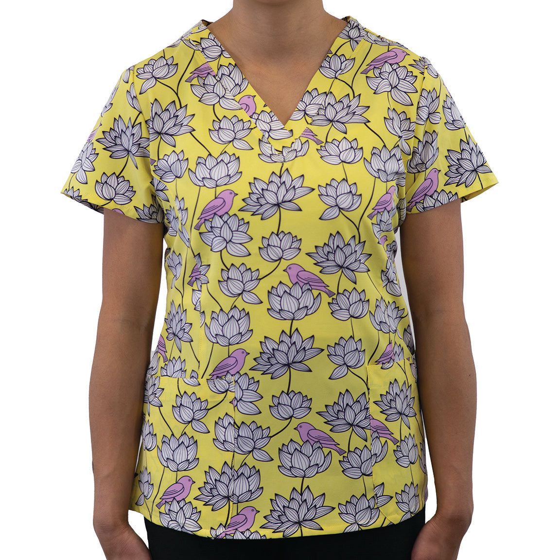 Maevn Prints Printed Curved V-Neck Top