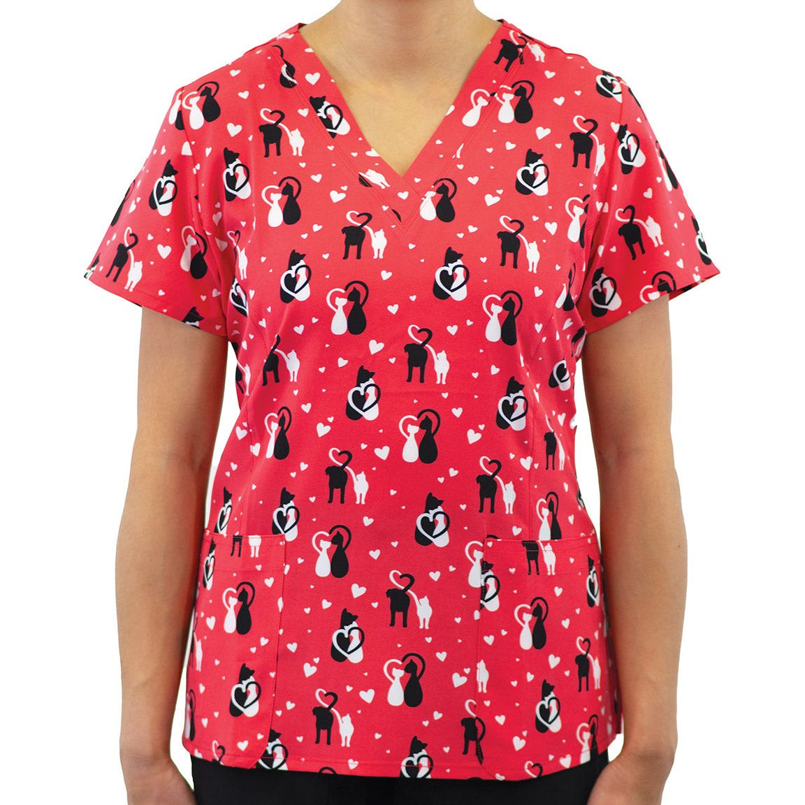 Maevn Prints Printed Curved V-Neck Top