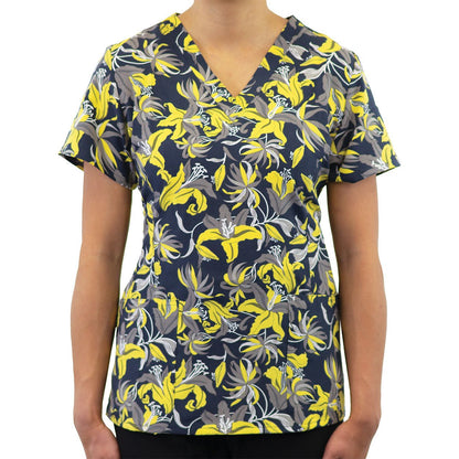 Maevn Prints Printed Curved V-Neck Top