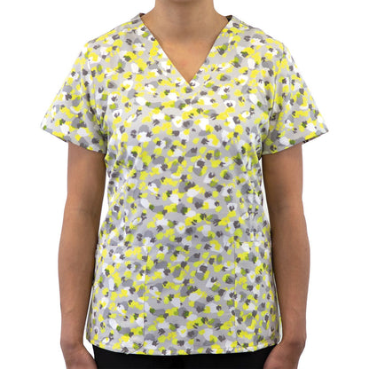 Maevn Prints Printed Curved V-Neck Top