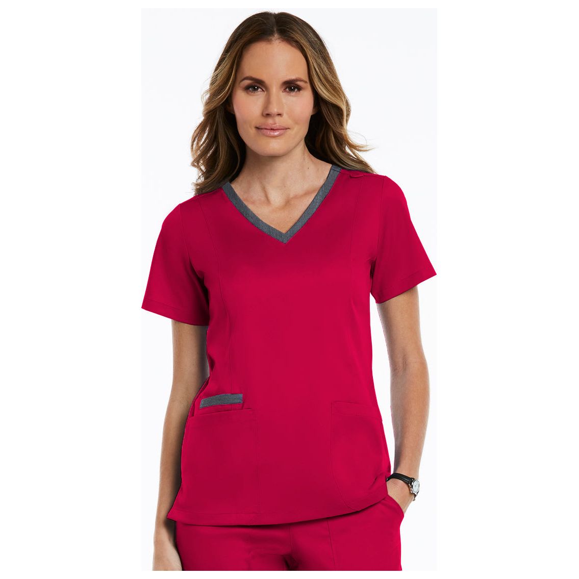 Maevn Matrix Women's Contrast Double V-Neck Top