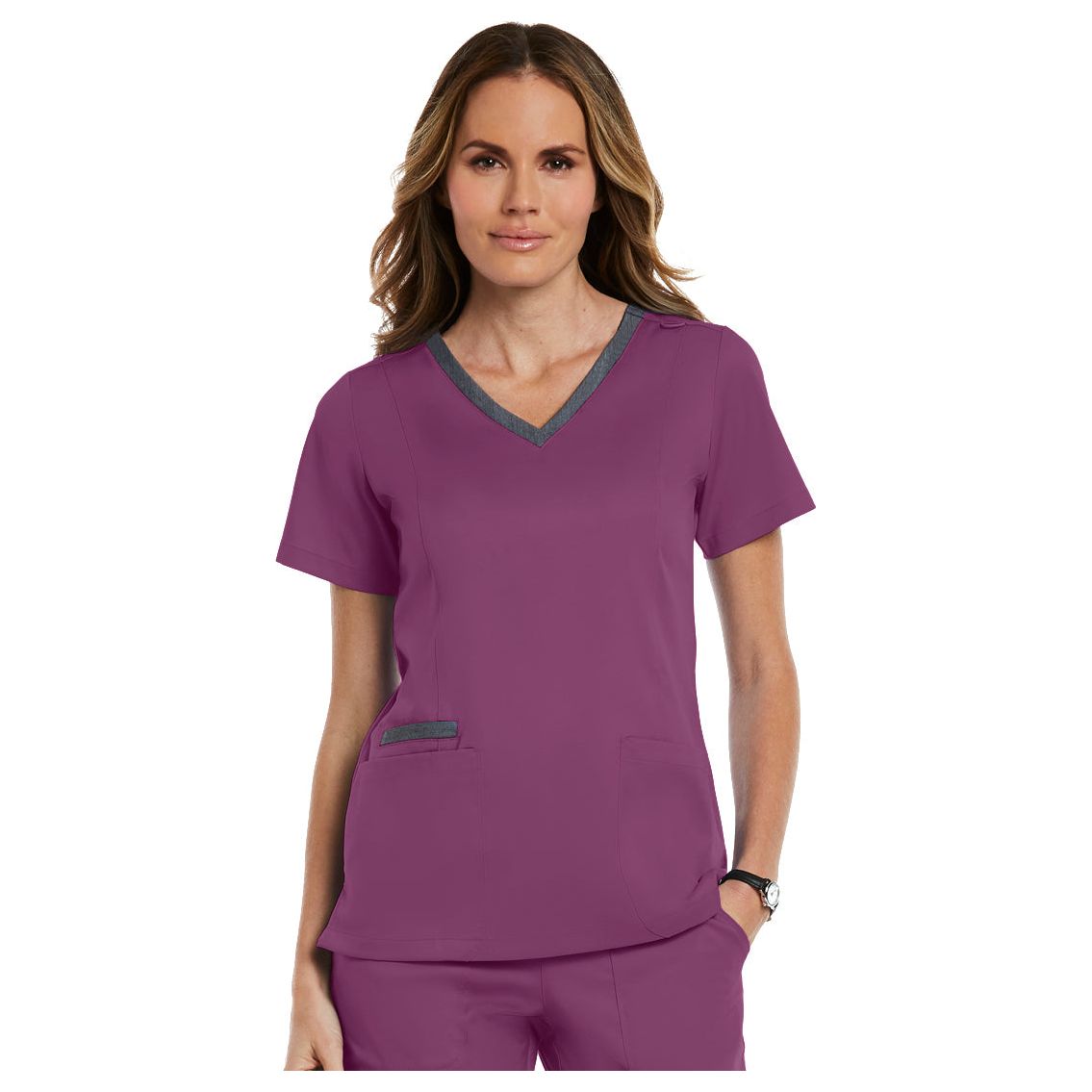 Maevn Matrix Women's Contrast Double V-Neck Top