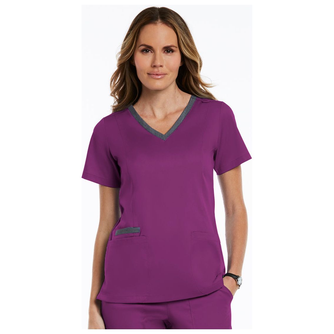 Maevn Matrix Women's Contrast Double V-Neck Top