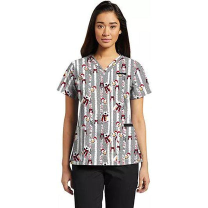 Christmas Scrub Top V-Neck by WhiteCross Top 618 HYT SALE