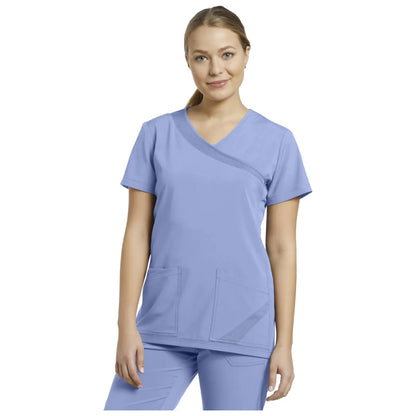 Scrub Mock Wrap Solid Top WhiteCross Fit 748 SALE