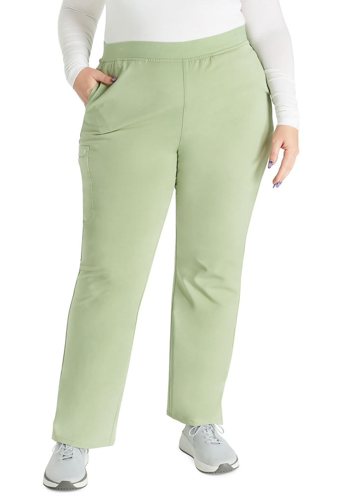 Mid Rise Pull-on Straight Leg Pant