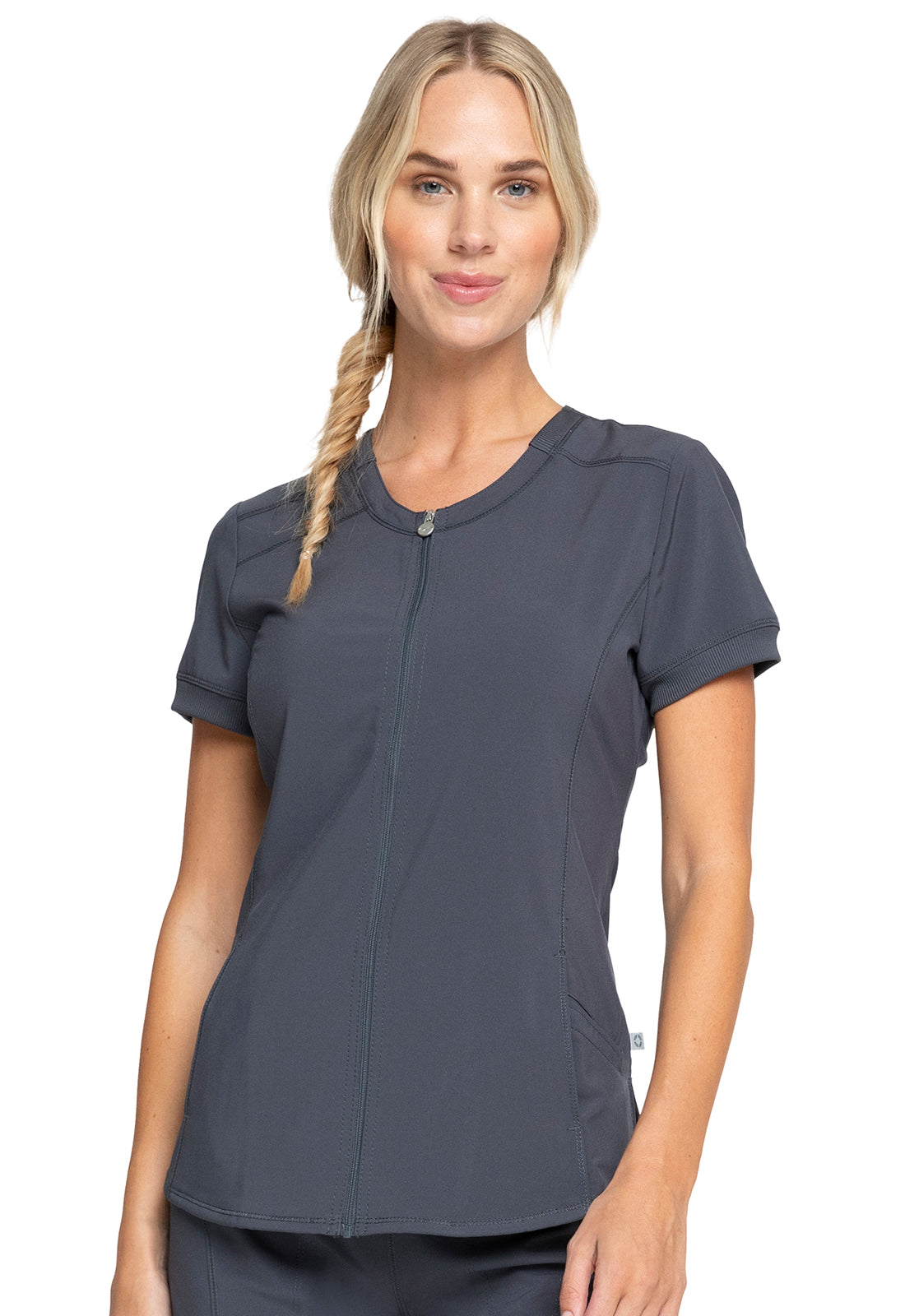 Zip Front V-Neck Top