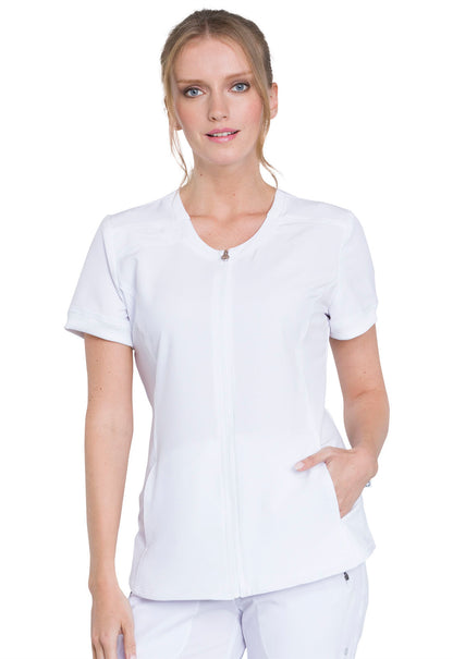 Zip Front V-Neck Top