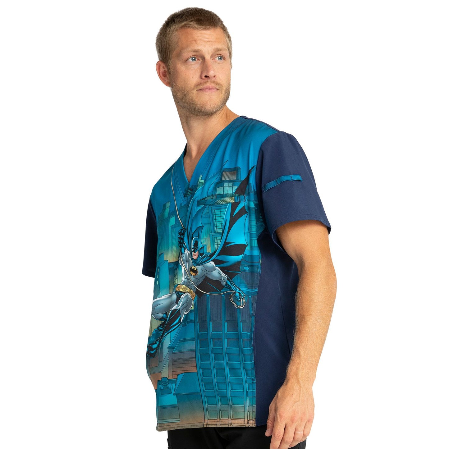 Printed Scrub Top for Men Cherokee Tooniforms Licensed V-Neck Top TF700 SALE