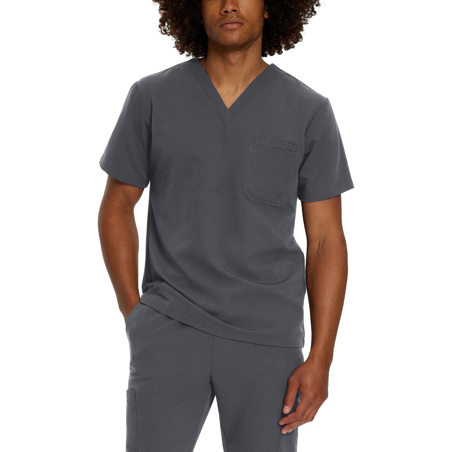 White Cross V-Tess Men's 2-Pocket V-Neck Scrub Top