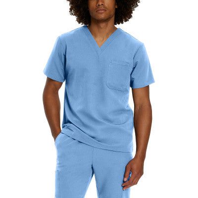 White Cross V-Tess Men's 2-Pocket V-Neck Scrub Top