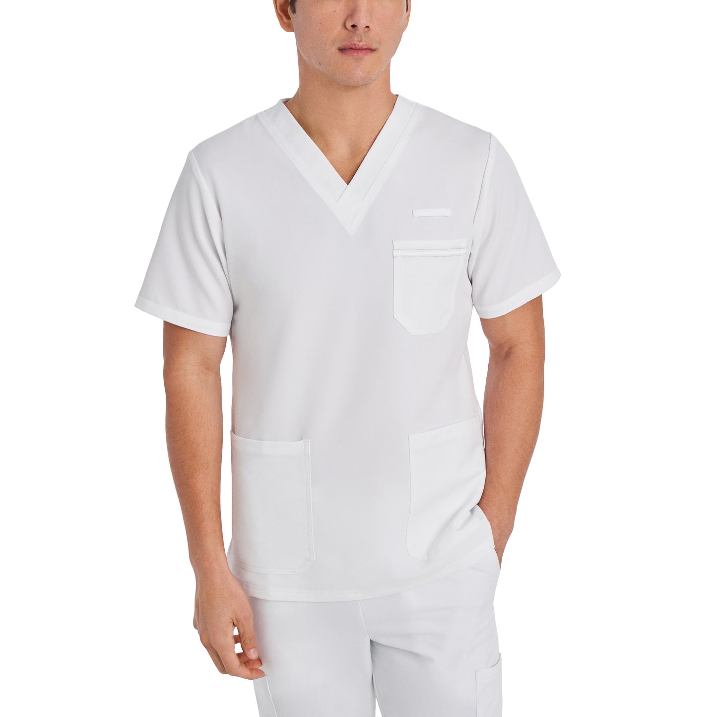 White Cross V-Tess Men's 3-Pocket V-Neck Scrub Top