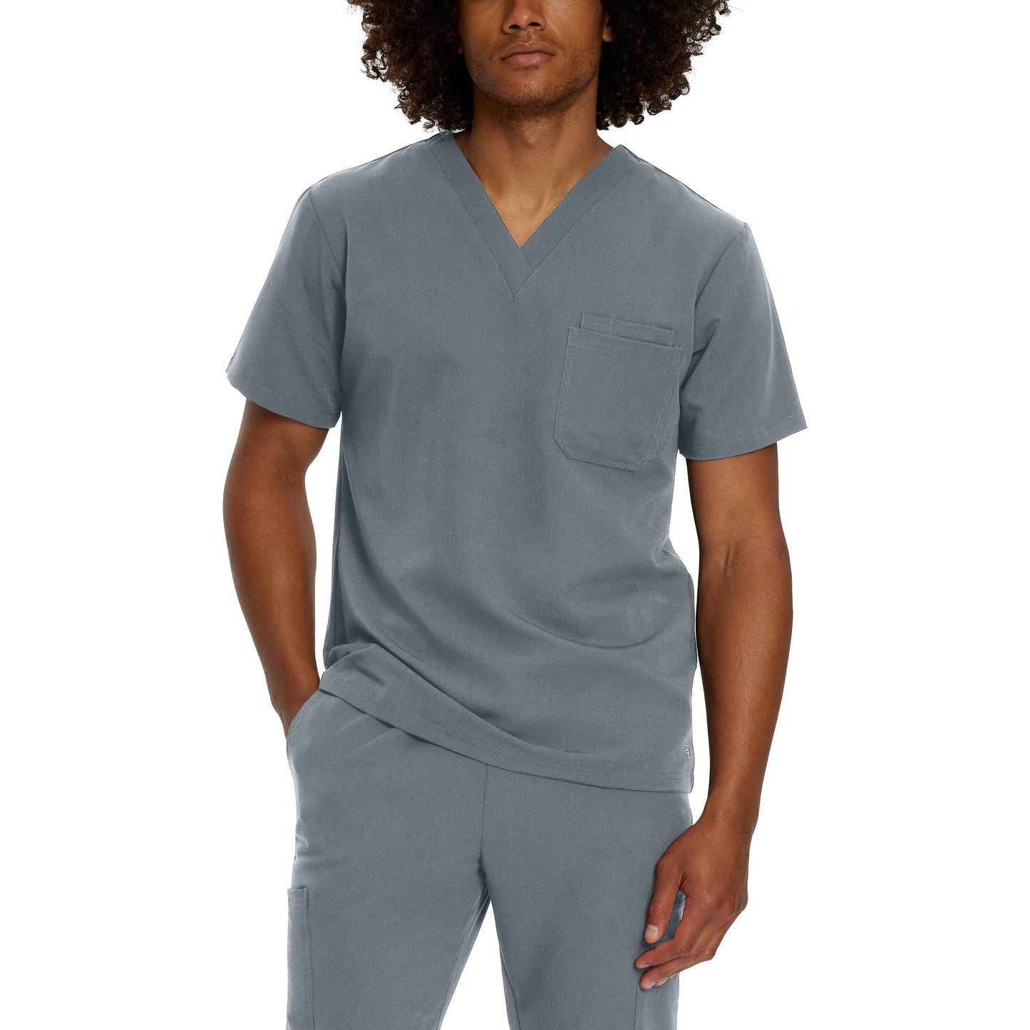 White Cross V-Tess Men's 2-Pocket V-Neck Scrub Top