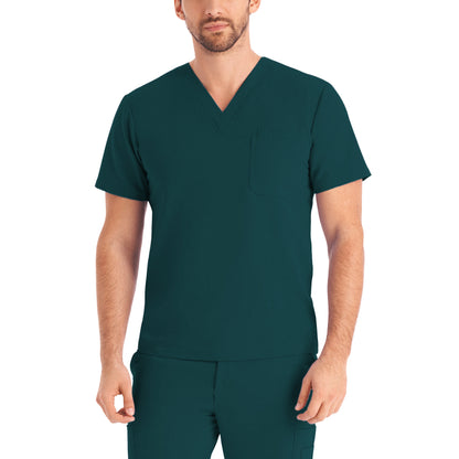 White Cross V-Tess Men's 2-Pocket V-Neck Scrub Top