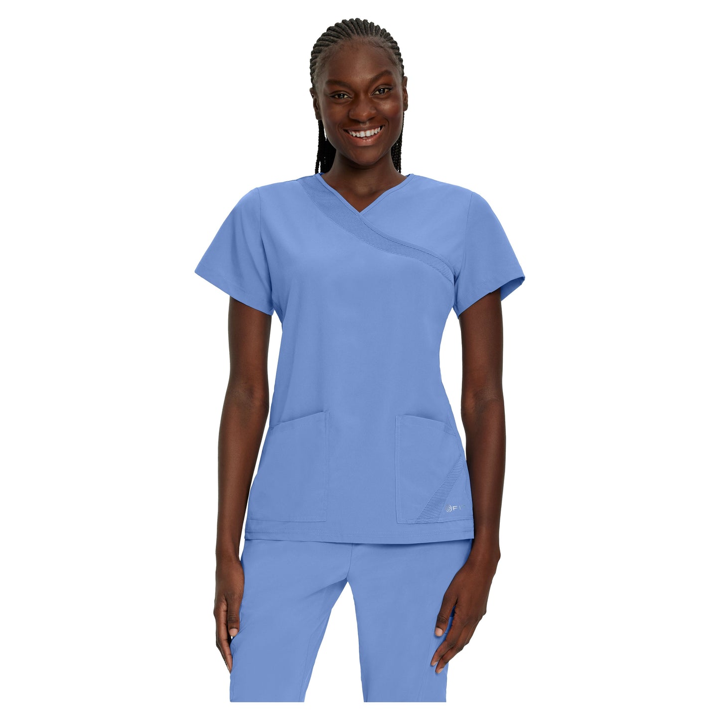 White Cross FIT Women's 3-Pocket Mock Wrap Neck Scrub Top